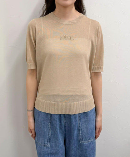 透視刺繡logo針織套頭衫