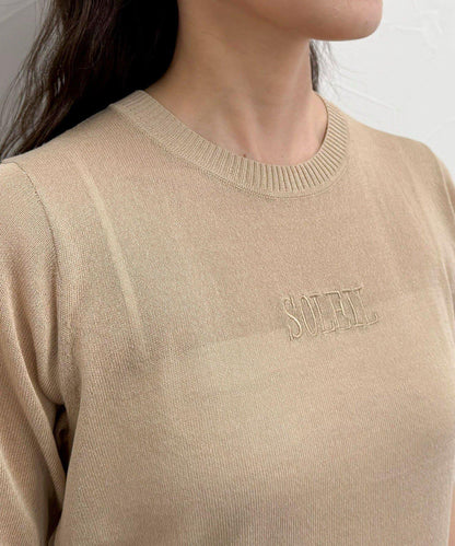 透視刺繡logo針織套頭衫