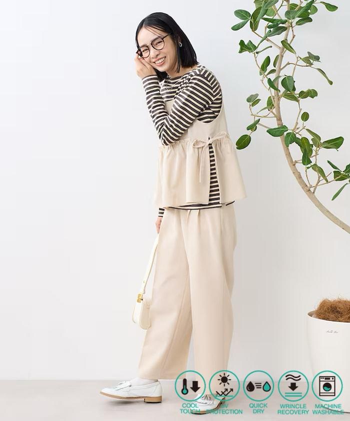 亞麻觸感 背心 套裝
