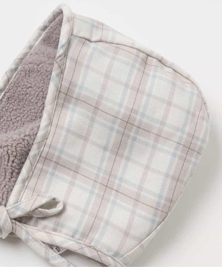 嬰兒格紋絨毛帽