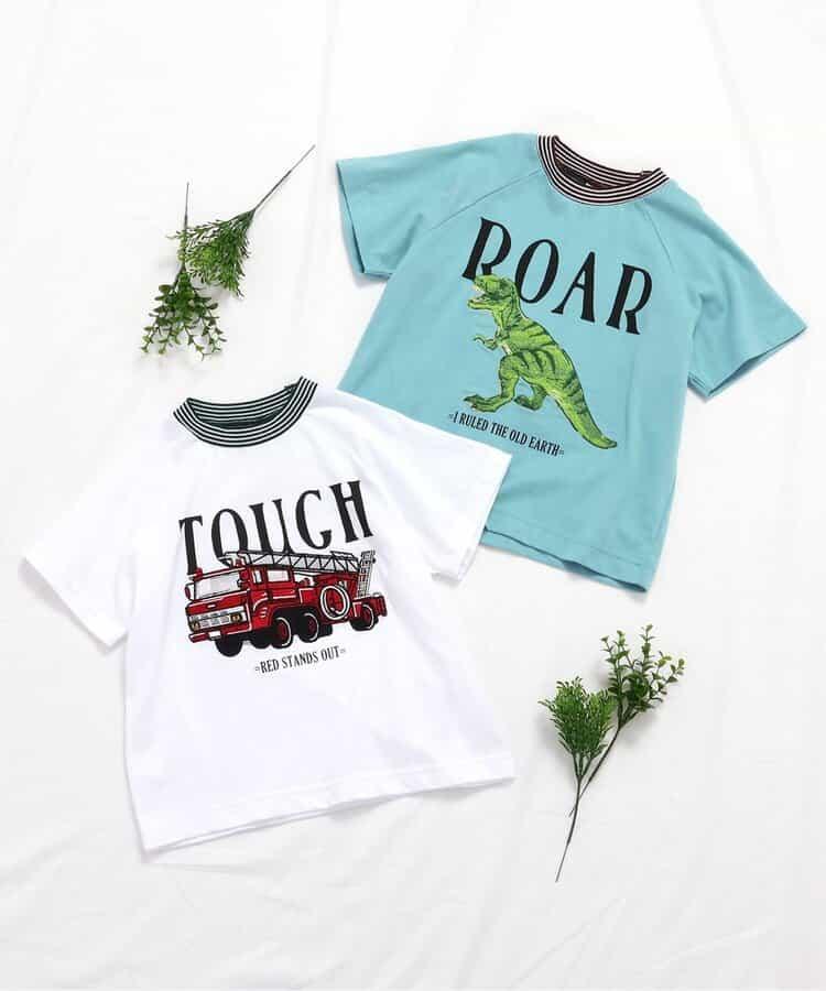 恐龍消防車主題刺繡T恤