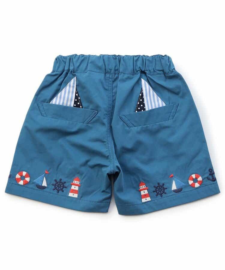 海軍刺繡褲子 4分褲