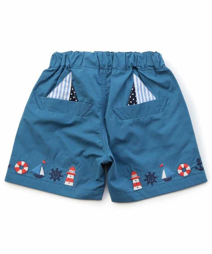 海軍刺繡褲子 4分褲