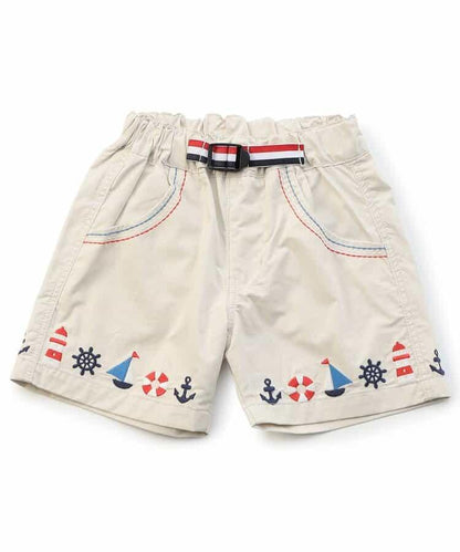 海軍刺繡褲子 4分褲