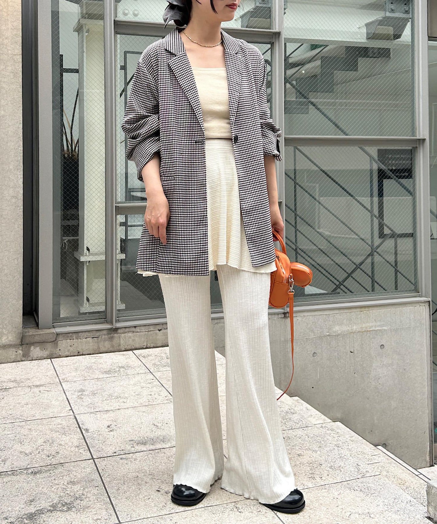 條紋褲裝套裝