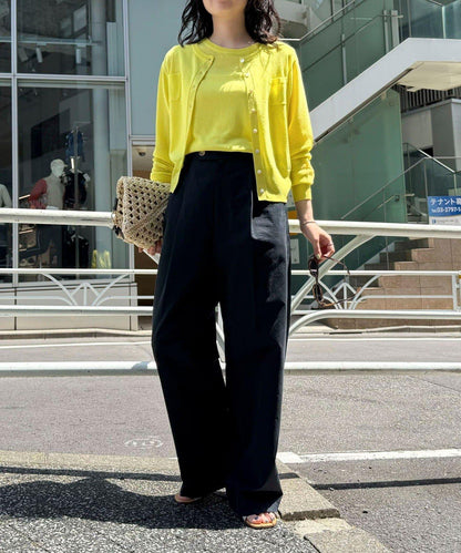亞麻混紡帶口袋的開衫