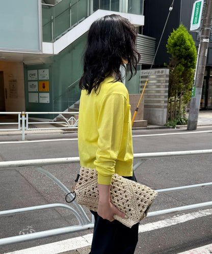 亞麻混紡帶口袋的開衫