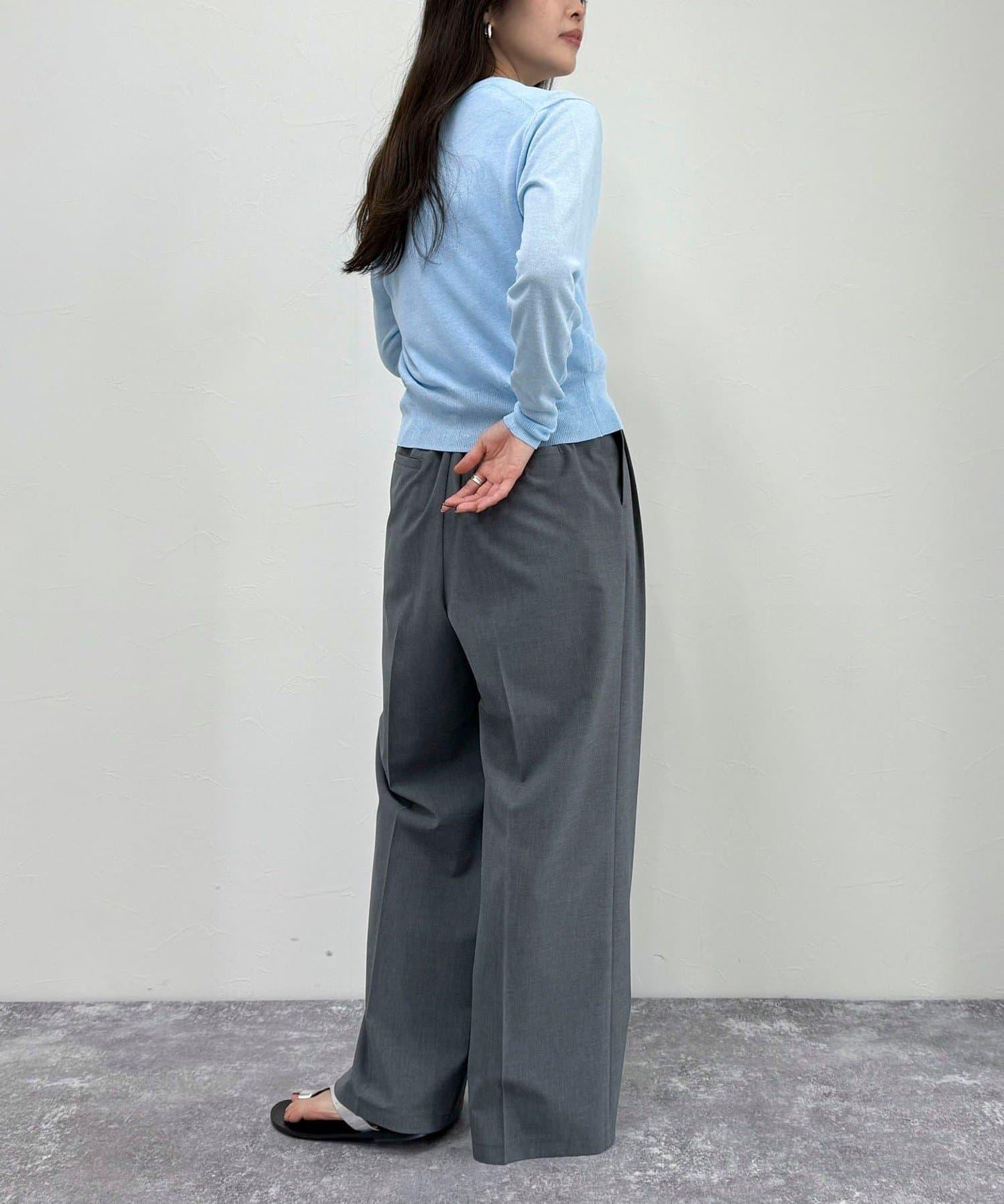 亞麻混紡帶口袋的開衫