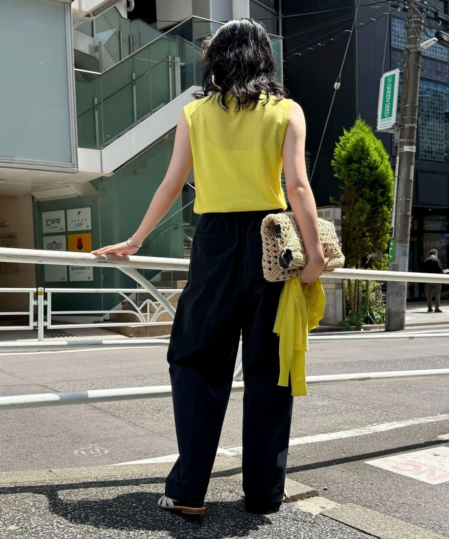 亞麻混無袖針織套頭衫