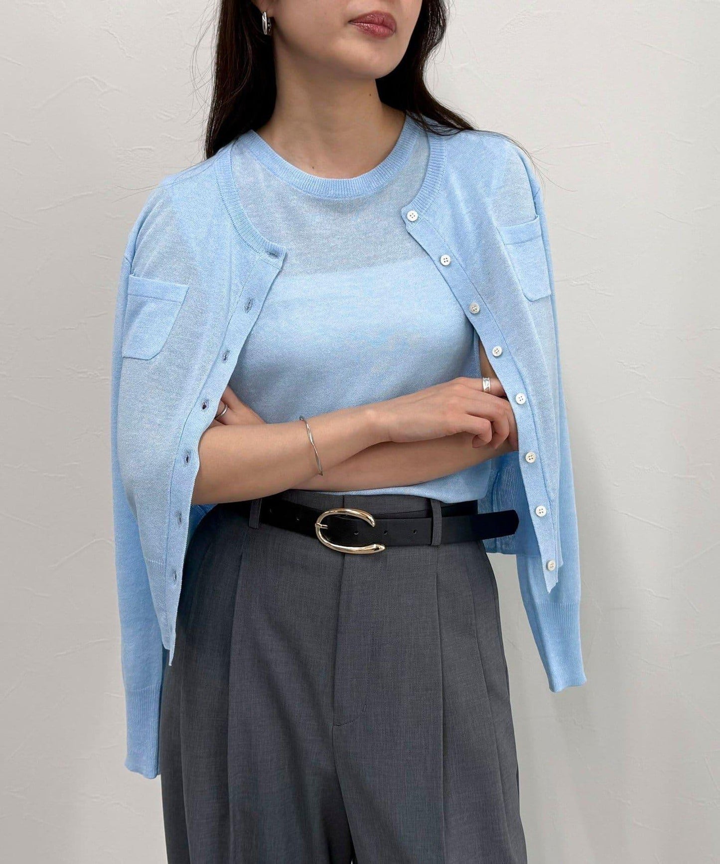 亞麻混無袖針織套頭衫