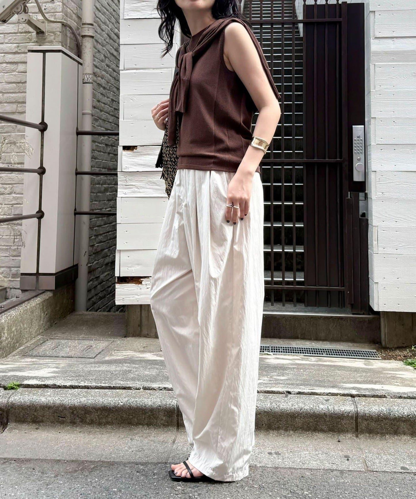 亞麻混無袖針織套頭衫