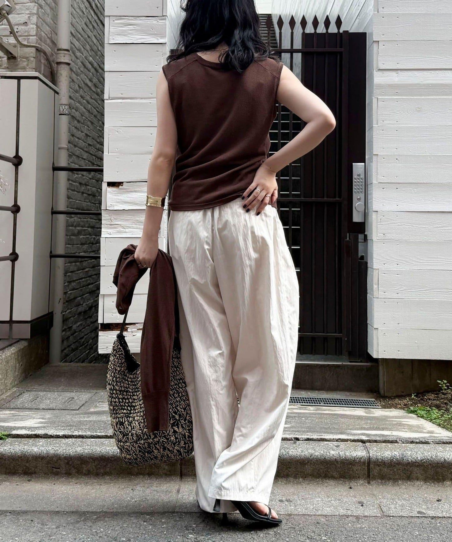 亞麻混無袖針織套頭衫