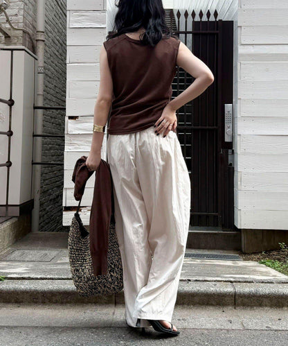 亞麻混無袖針織套頭衫