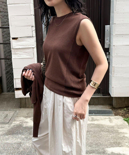 亞麻混無袖針織套頭衫