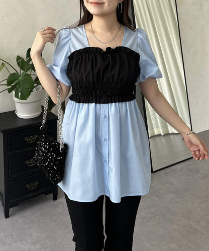 荷葉邊背心對接荷葉邊連衣裙上衣