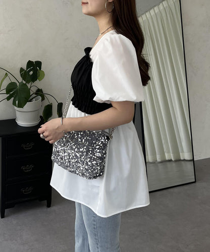 荷葉邊背心對接荷葉邊連衣裙上衣