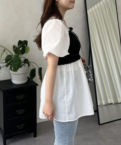 荷葉邊背心對接荷葉邊連衣裙上衣