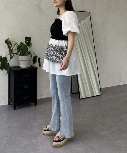 荷葉邊背心對接荷葉邊連衣裙上衣