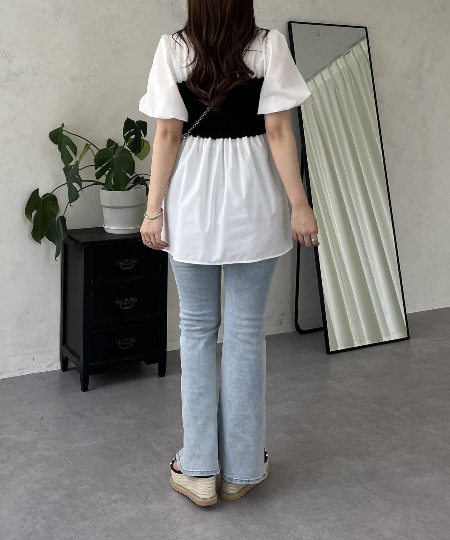 荷葉邊背心對接荷葉邊連衣裙上衣