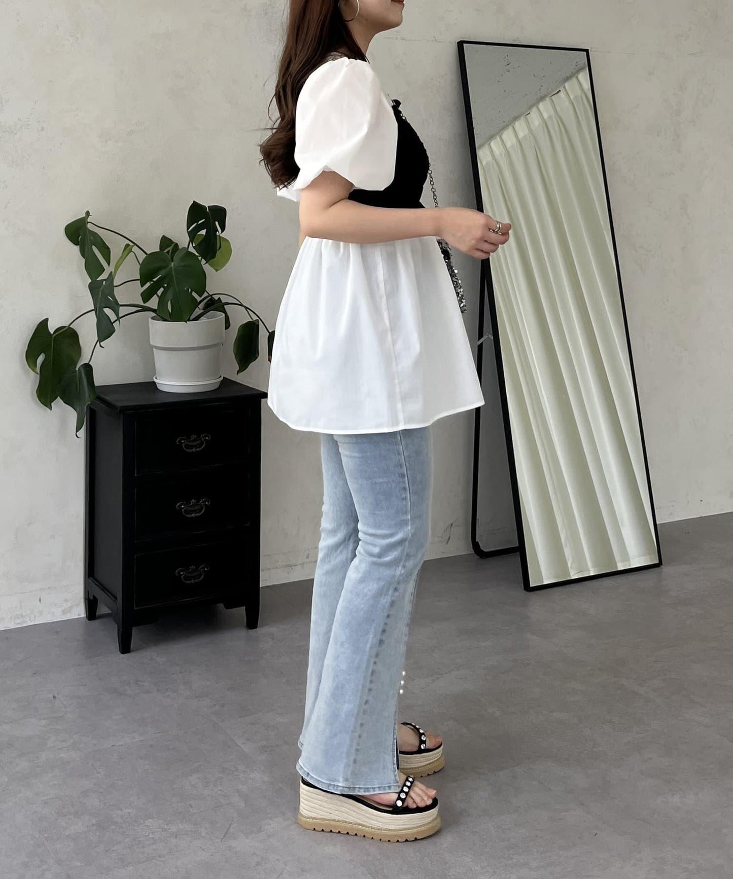 荷葉邊背心對接荷葉邊連衣裙上衣