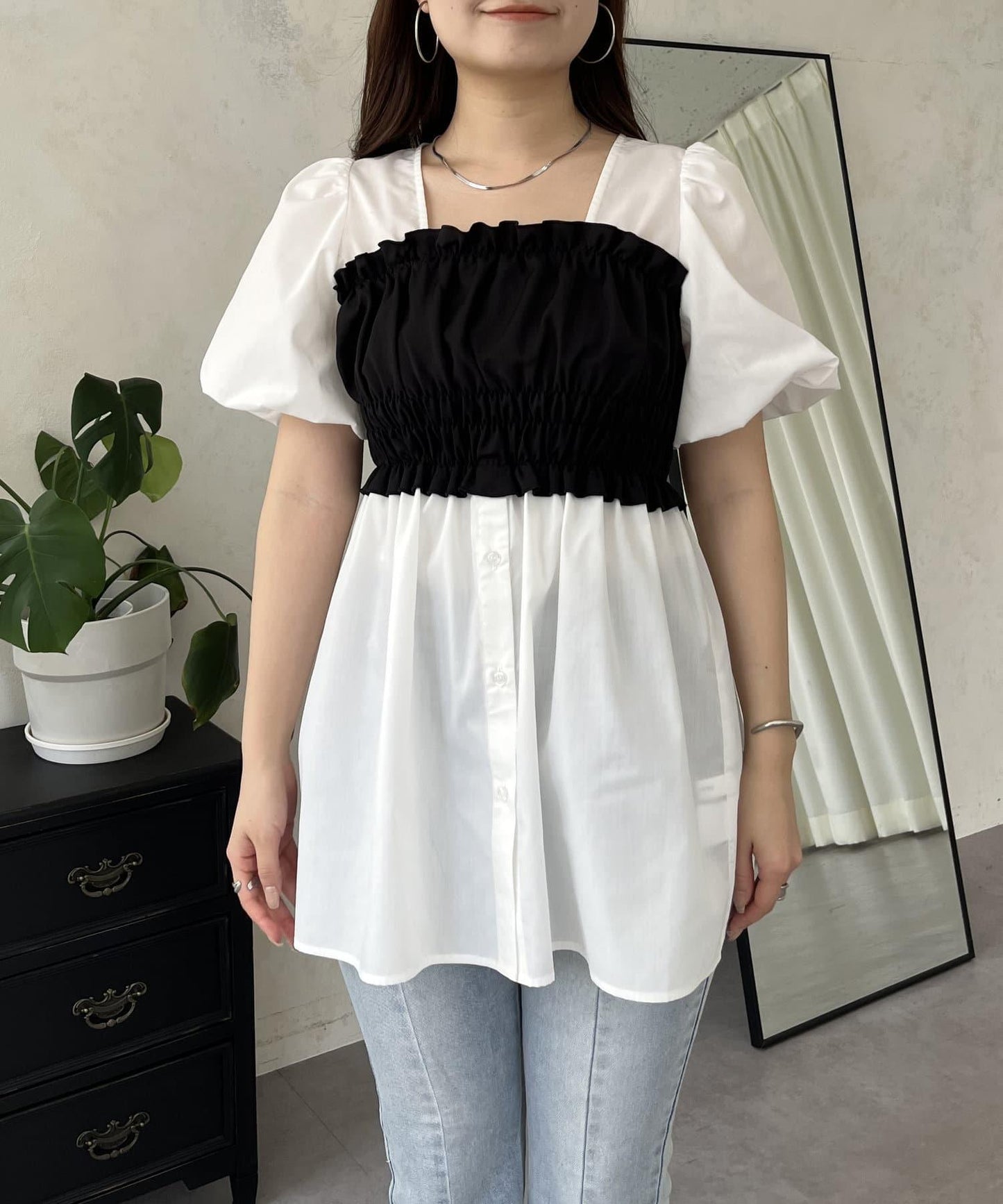 荷葉邊背心對接荷葉邊連衣裙上衣