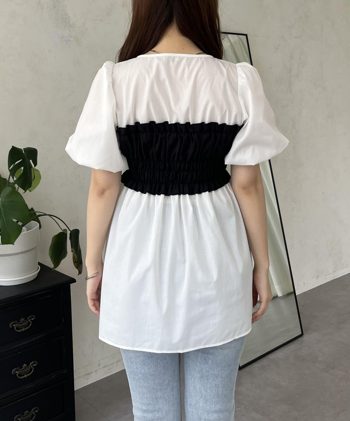 荷葉邊背心對接荷葉邊連衣裙上衣