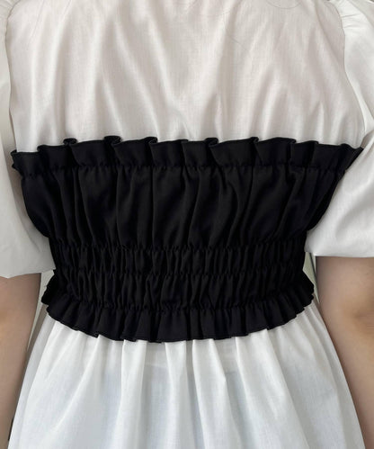 荷葉邊背心對接荷葉邊連衣裙上衣