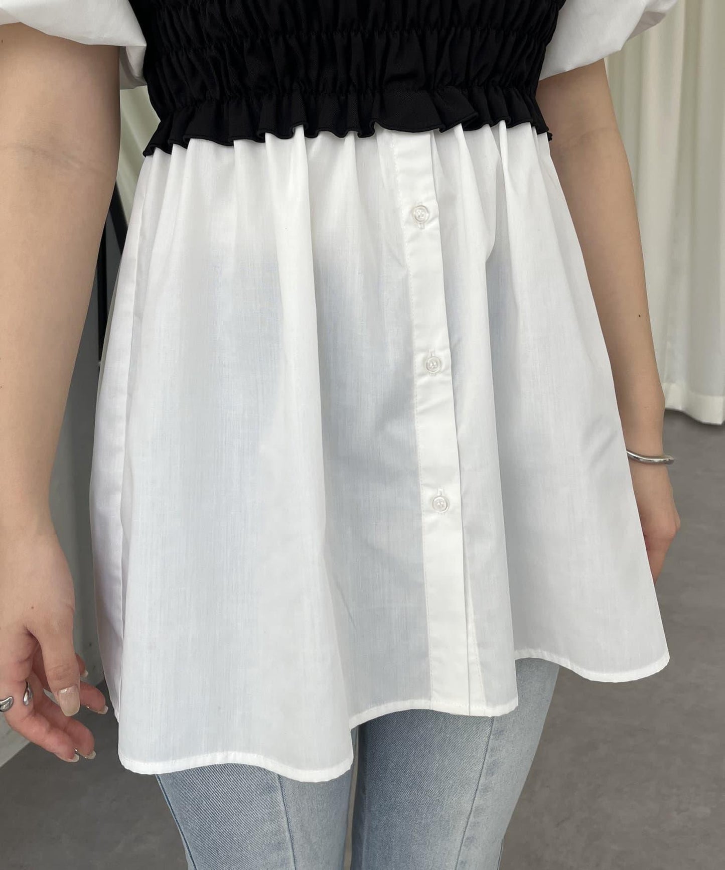 荷葉邊背心對接荷葉邊連衣裙上衣