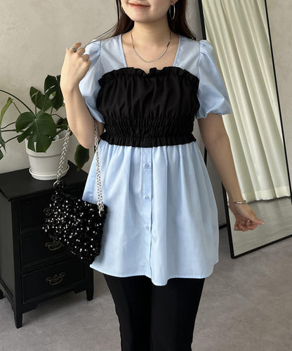 荷葉邊背心對接荷葉邊連衣裙上衣