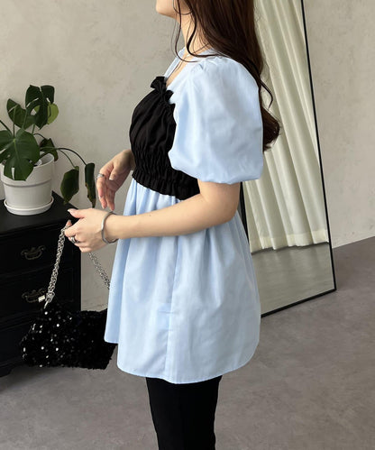 荷葉邊背心對接荷葉邊連衣裙上衣