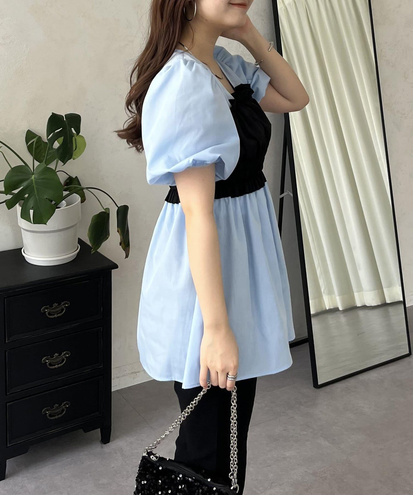 荷葉邊背心對接荷葉邊連衣裙上衣