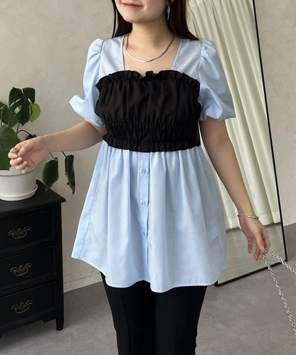 荷葉邊背心對接荷葉邊連衣裙上衣