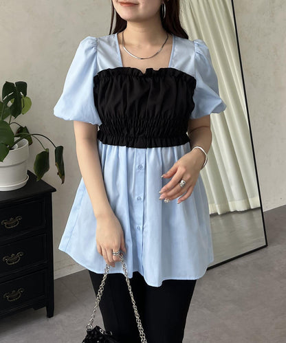 荷葉邊背心對接荷葉邊連衣裙上衣