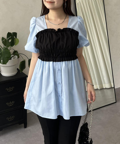 荷葉邊背心對接荷葉邊連衣裙上衣