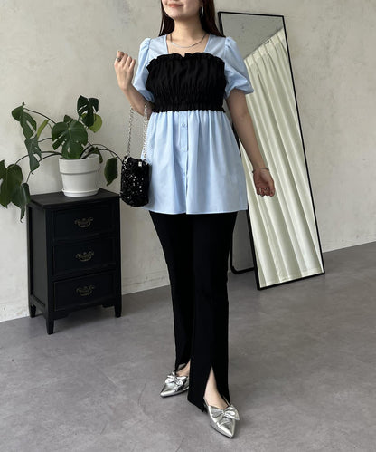 荷葉邊背心對接荷葉邊連衣裙上衣