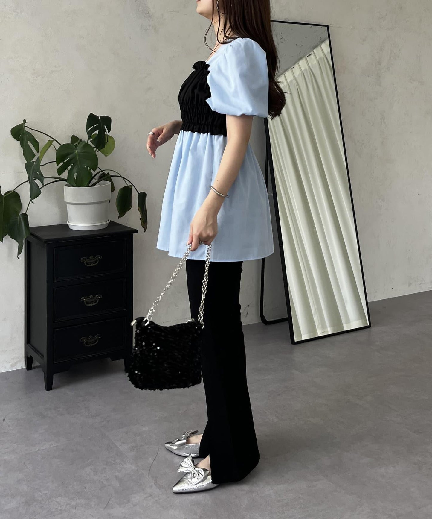 荷葉邊背心對接荷葉邊連衣裙上衣