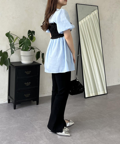 荷葉邊背心對接荷葉邊連衣裙上衣