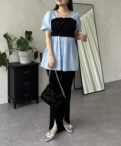 荷葉邊背心對接荷葉邊連衣裙上衣