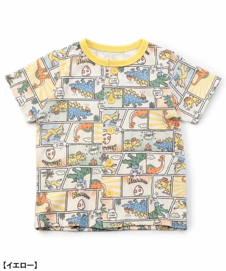 前開涼爽睡衣 恐龍漫畫圖案_接觸冷感