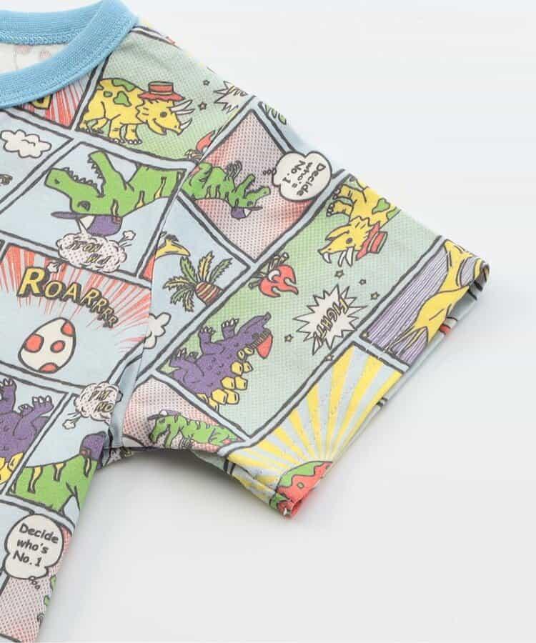 前開涼爽睡衣 恐龍漫畫圖案_接觸冷感