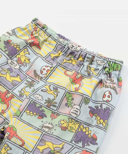 前開涼爽睡衣 恐龍漫畫圖案_接觸冷感