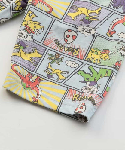 前開涼爽睡衣 恐龍漫畫圖案_接觸冷感