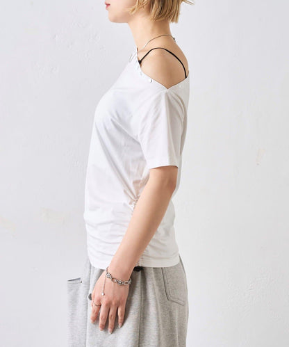 獨一無二單肩裝飾釘珠短袖T恤