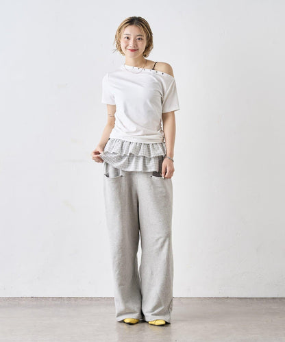 獨一無二單肩裝飾釘珠短袖T恤