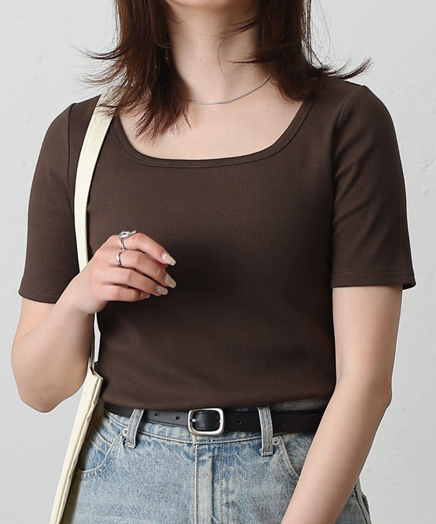 【基礎款】方領針織半袖套頭衫