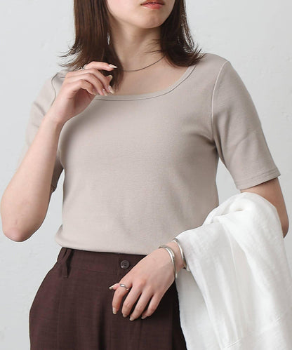 【基礎款】方領針織半袖套頭衫