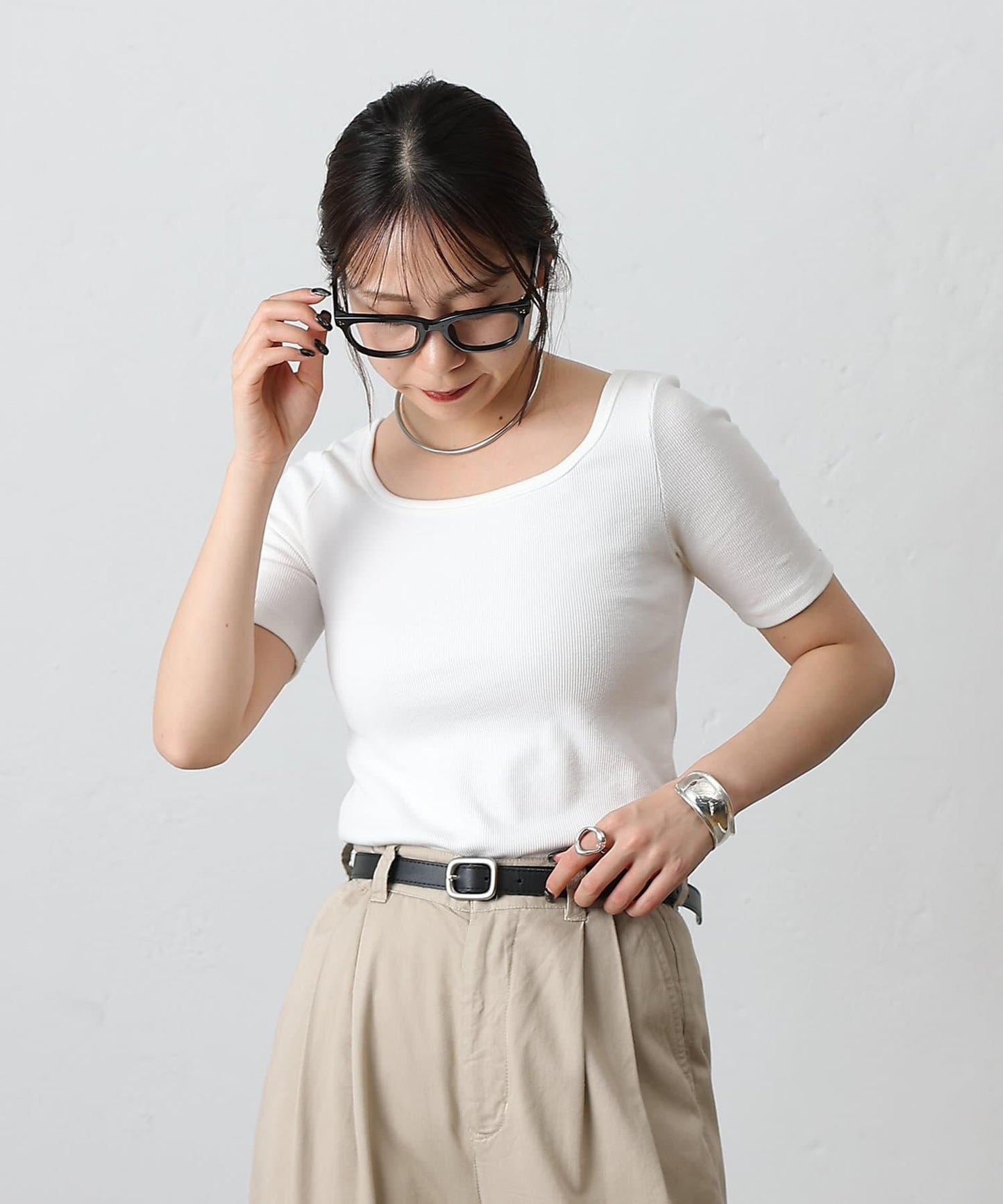 【基礎款】方領針織半袖套頭衫