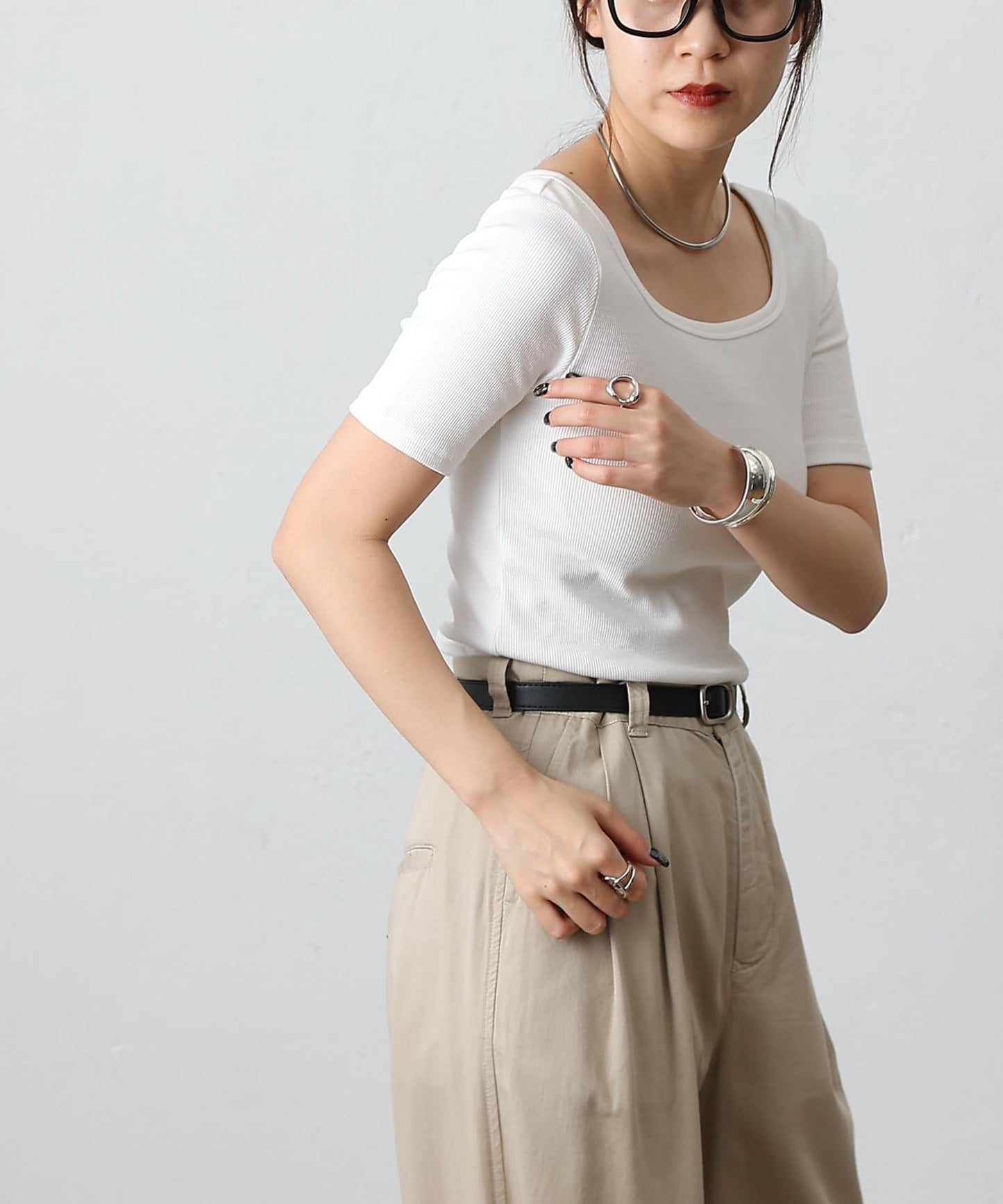 【基礎款】方領針織半袖套頭衫