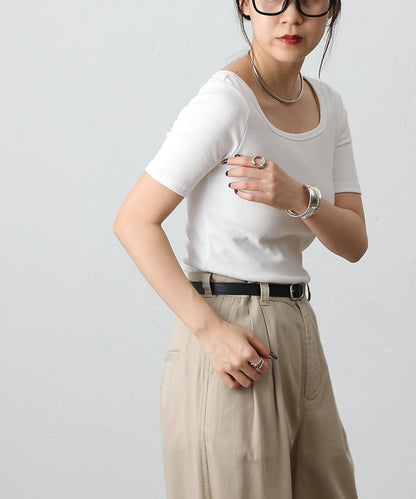 【基礎款】方領針織半袖套頭衫