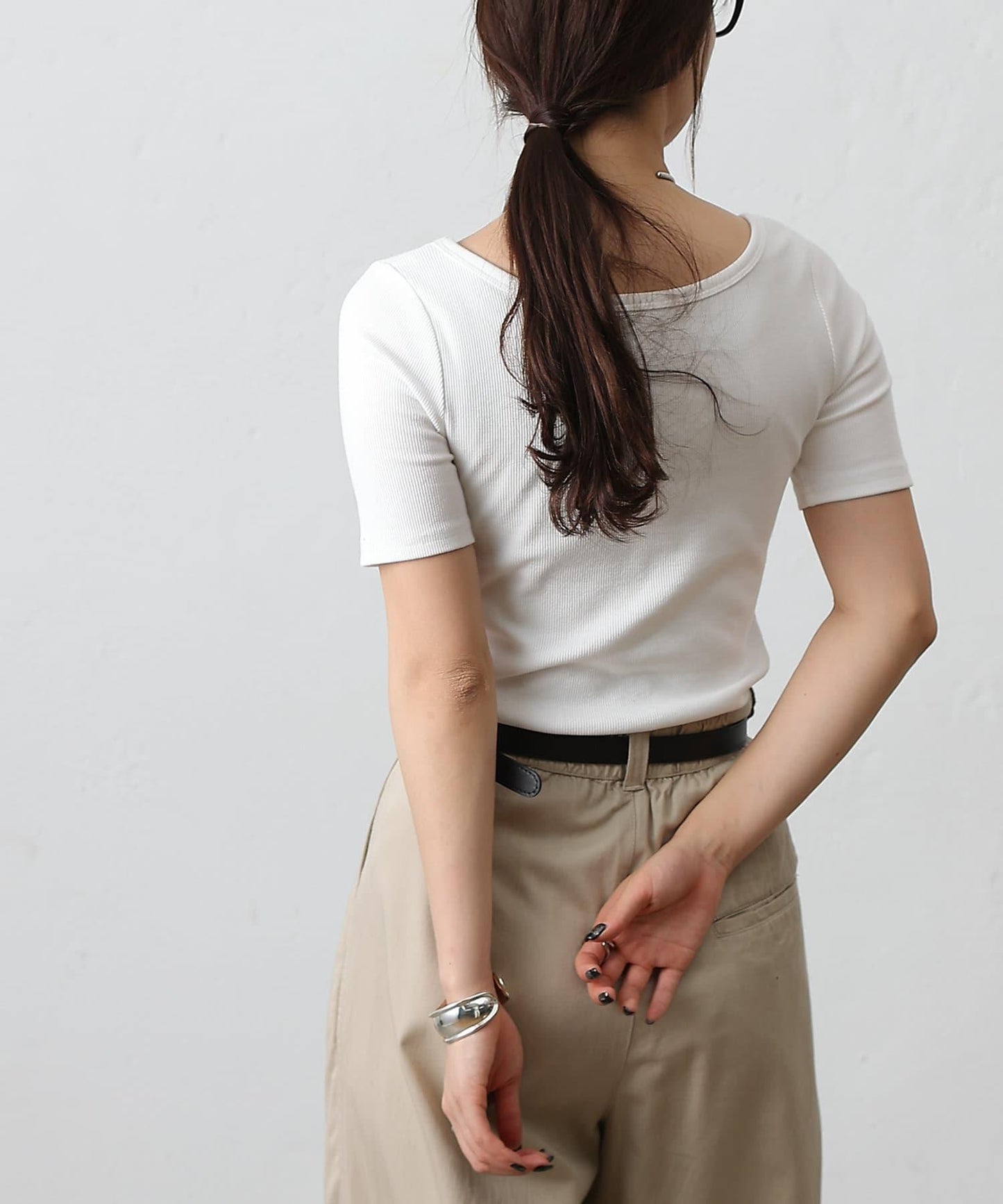 【基礎款】方領針織半袖套頭衫